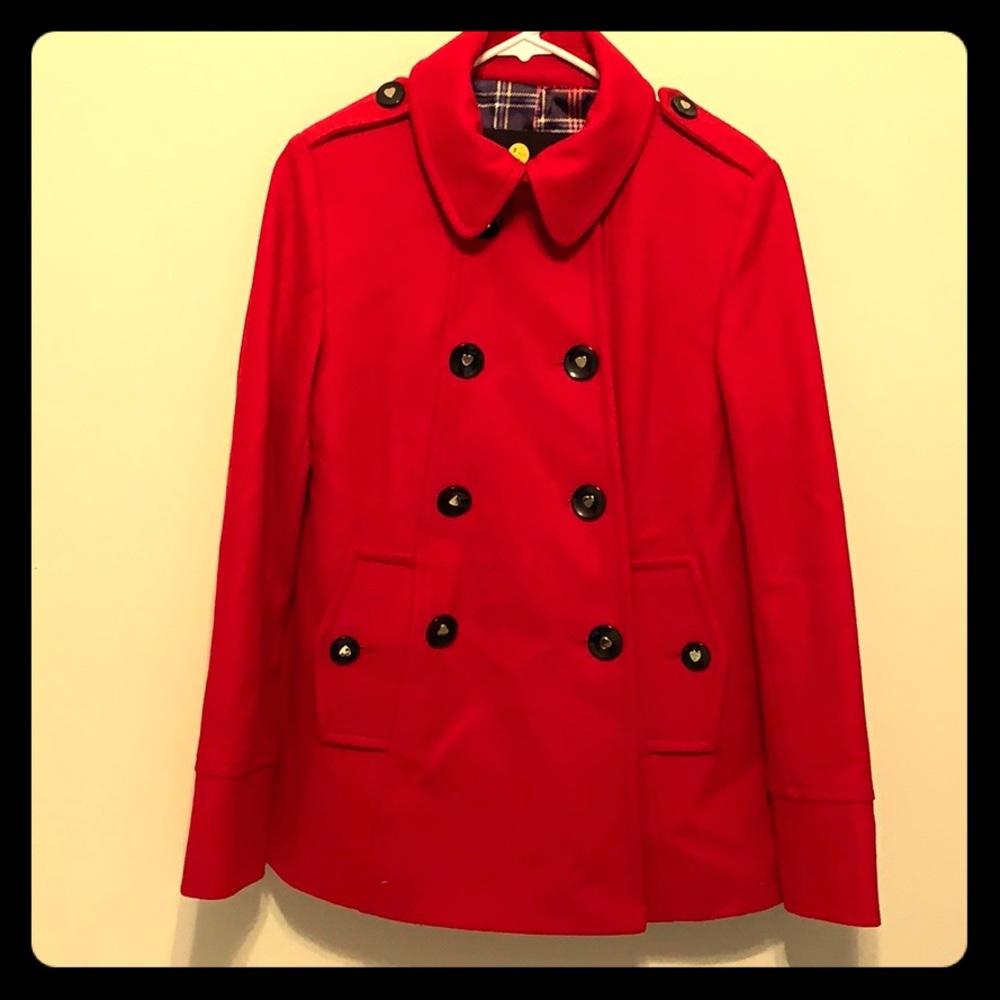 Betsy Johnson Red Pea Coat